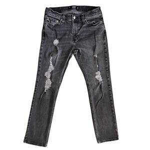 Hollister Slim Straight Distressed Jeans Men Size 30x30 Black Epic Flex Y2K EUC